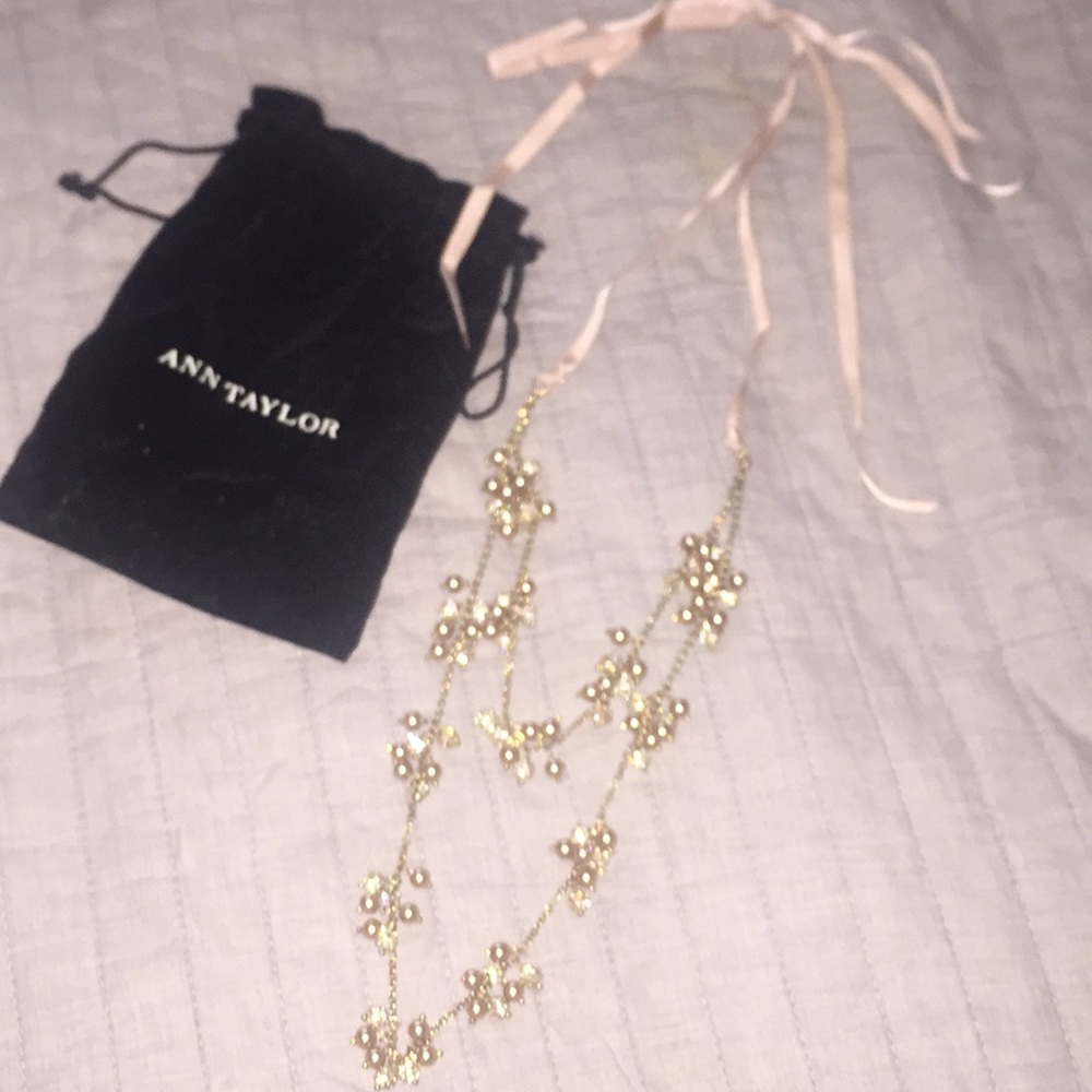 Ann Taylor layered beaded ribbon necklace